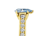 Yellow gold Fancy Blue Pear  Brilliant Cut Diamond Engagement Ring with Pavé Band and Four-Prong Setting_53