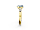 Yellow gold Fancy Blue Pear  Brilliant Cut Diamond Five-Stone Prong Set Engagement Ring with Channel Band_5