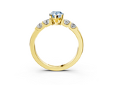 Yellow gold Fancy Blue Pear  Brilliant Cut Diamond Five-Stone Prong Set Engagement Ring with Channel Band_6