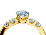 Yellow gold Fancy Blue Pear  Brilliant Cut Diamond Five-Stone Prong Set Engagement Ring with Channel Band_7