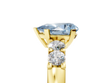 Yellow gold Fancy Blue Pear  Brilliant Cut Diamond Five-Stone Prong Set Engagement Ring with Channel Band_8