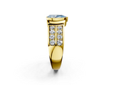 Yellow gold Fancy Blue Pear  Brilliant Diamond Channel Set Wide Band Ring with Bezel Setting_22