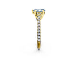 Yellow gold Fancy Blue Pear  Brilliant Diamond Solitaire with Pavé Band and Four-Prong Setting 2