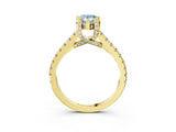 Yellow gold Fancy Blue Pear  Brilliant Diamond Solitaire with Pavé Band and Four-Prong Setting 3