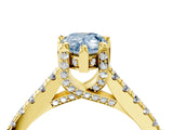 Yellow gold Fancy Blue Pear  Brilliant Diamond Solitaire with Pavé Band and Four-Prong Setting 4