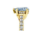 Yellow gold Fancy Blue Pear  Brilliant Diamond Solitaire with Pavé Band and Four-Prong Setting 5