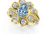 Yellow gold Fancy Blue Pear  Brilliant Flower Halo Diamond Split Shank Ring_22