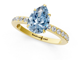 Yellow gold Fancy Blue Pear  Brilliant Pavé Band Solitaire with Four-Prong Setting_42