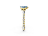Yellow gold Fancy Blue Pear  Brilliant Pavé Band Solitaire with Four-Prong Setting_43
