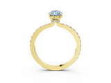 Yellow gold Fancy Blue Pear  Brilliant Pavé Band Solitaire with Four-Prong Setting_44