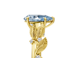 Yellow gold Fancy Blue Pear  Brilliant Solitaire with Leaf Motif Band and Four-Prong Setting_68