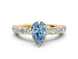 Yellow gold Fancy Blue Pear  Brilliant Solitaire with Pavé Band and Four-Prong Setting_39