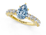 Yellow gold Fancy Blue Pear  Brilliant Solitaire with Pavé Band and Four-Prong Setting_40