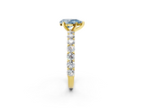 Yellow gold Fancy Blue Pear  Brilliant Solitaire with Pavé Band and Four-Prong Setting_41