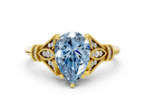 Yellow gold Fancy Blue Pear  Brilliant Solitaire with Pave Band and Four-Prong Setting_20