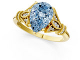 Yellow gold Fancy Blue Pear  Brilliant Solitaire with Pave Band and Four-Prong Setting_21