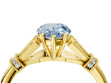 Yellow gold Fancy Blue Pear  Brilliant Solitaire with Pave Band and Four-Prong Setting_24