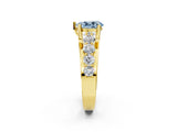 Yellow gold Fancy Blue Pear  Brilliant Solitaire with Side Stones on a Pave Band and Four-Prong Setting_26