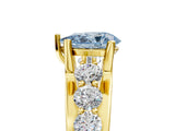 Yellow gold Fancy Blue Pear  Brilliant Solitaire with Side Stones on a Pave Band and Four-Prong Setting_29