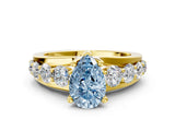 Yellow gold Fancy Blue Pear  Brilliant Solitaire with Side Stones on a Pave Band and Four-Prong Setting_49