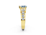Yellow gold Fancy Blue Pear  Brilliant Solitaire with Side Stones on a Pave Band and Four-Prong Setting_51