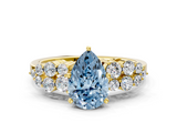 Yellow gold Fancy Blue Pear  Cluster Diamond Engagement Ring with Pavé Band and Four-Prong Setting_75