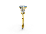 Yellow gold Fancy Blue Pear  Cluster Diamond Engagement Ring with Pavé Band and Four-Prong Setting_77