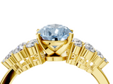 Yellow gold Fancy Blue Pear  Cluster Diamond Engagement Ring with Pavé Band and Four-Prong Setting_79