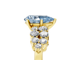 Yellow gold Fancy Blue Pear  Cluster Diamond Engagement Ring with Pavé Band and Four-Prong Setting_80