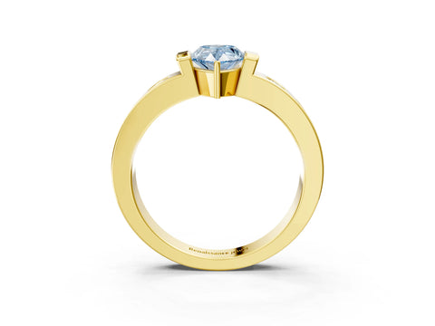 Yellow gold Fancy Blue Pear Cut Brilliant Channel-Set Diamond Ring with Bezel Prong Setting_3
