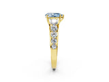 Yellow gold Fancy Blue Pear Cut Brilliant Diamond Pavé Band with Six-Prong Setting_14