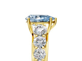 Yellow gold Fancy Blue Pear Cut Brilliant Diamond Pavé Band with Six-Prong Setting_17