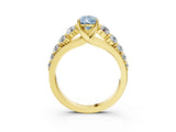 Yellow gold Fancy Blue Pear Cut Brilliant Diamond Pavé Band with Six-Prong Setting_3
