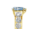 Yellow gold Fancy Blue Pear Cut Brilliant Diamond Pavé Band with Six-Prong Setting_5