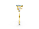 Yellow gold Fancy Blue Pear Cut Brilliant Diamond Solitaire Ring with Pear Side Stones and Four-Prong Setting_5