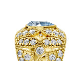 Yellow gold Fancy Blue Pear Cut Brilliant Halo Pave Diamond Milgrain Ring_5