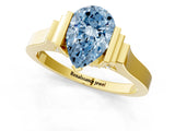 Yellow gold Fancy Blue Pear Cut Brilliant Solitaire Diamond Ring with Channel Set Band and Bar Prong Setting_13