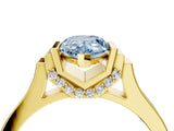 Yellow gold Fancy Blue Pear Cut Brilliant Solitaire Diamond Ring with Channel Set Band and Bar Prong Setting_16