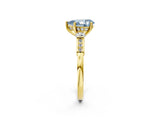 Yellow gold Fancy Blue Pear Cut Brilliant Three-Stone Pave Band with Four-Prong Setting_2