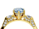 Yellow gold Fancy Blue Pear Cut Brilliant Three-Stone Pave Band with Four-Prong Setting_4