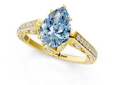 Yellow gold Fancy Blue Pear  Cut Cathedral Pave Diamond Engagement Ring with Six-Prong Setting_33