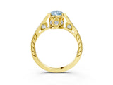 Yellow gold Fancy Blue Pear  Cut Cathedral Pave Diamond Engagement Ring with Six-Prong Setting_35