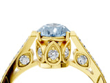 Yellow gold Fancy Blue Pear  Cut Cathedral Pave Diamond Engagement Ring with Six-Prong Setting_36