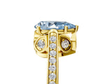 Yellow gold Fancy Blue Pear  Cut Cathedral Pave Diamond Engagement Ring with Six-Prong Setting_37