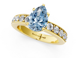 Yellow gold Fancy Blue Pear  Cut Channel Set Diamond Engagement Ring with Four-Prong Setting_241