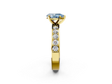 Yellow gold Fancy Blue Pear  Cut Channel Set Diamond Engagement Ring with Four-Prong Setting_242