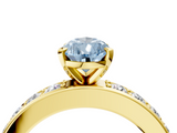 Yellow gold Fancy Blue Pear  Cut Channel Set Diamond Engagement Ring with Four-Prong Setting_244
