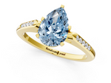 Yellow gold Fancy Blue Pear  Cut Channel Set Solitaire Engagement Ring with Four-Prong Setting_217