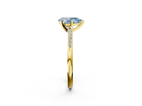 Yellow gold Fancy Blue Pear  Cut Channel Set Solitaire Engagement Ring with Four-Prong Setting_218