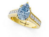 Yellow gold Fancy Blue Pear  Cut Channel Set Solitaire Engagement Ring with Prong Setting_21